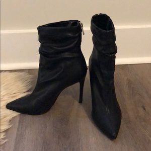 Jessica Simpson black faux leather heeled booties